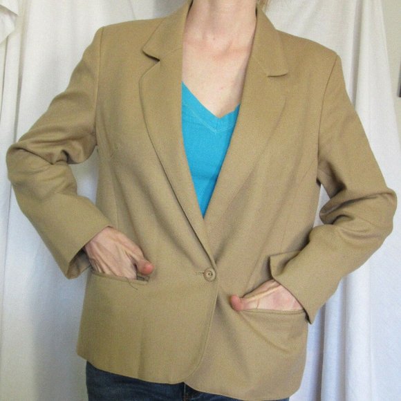 Brown Wool Jacket, Single Button Blazer, Horse - Picture 1 of 10